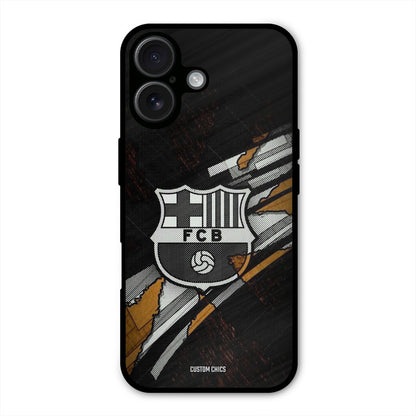 Black FCB Logo  iPhone 16 Mobile Back Cover - Sports PrintShield Case