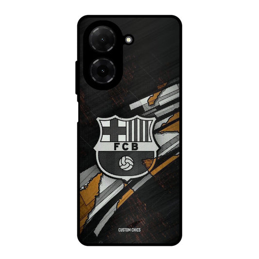Black FCB Logo Poco C71 Mobile Back Cover - Sports PrintShield Case