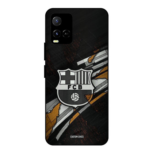 Black FCB Logo Vivo Y33s Mobile Back Cover - Sports PrintShield Case