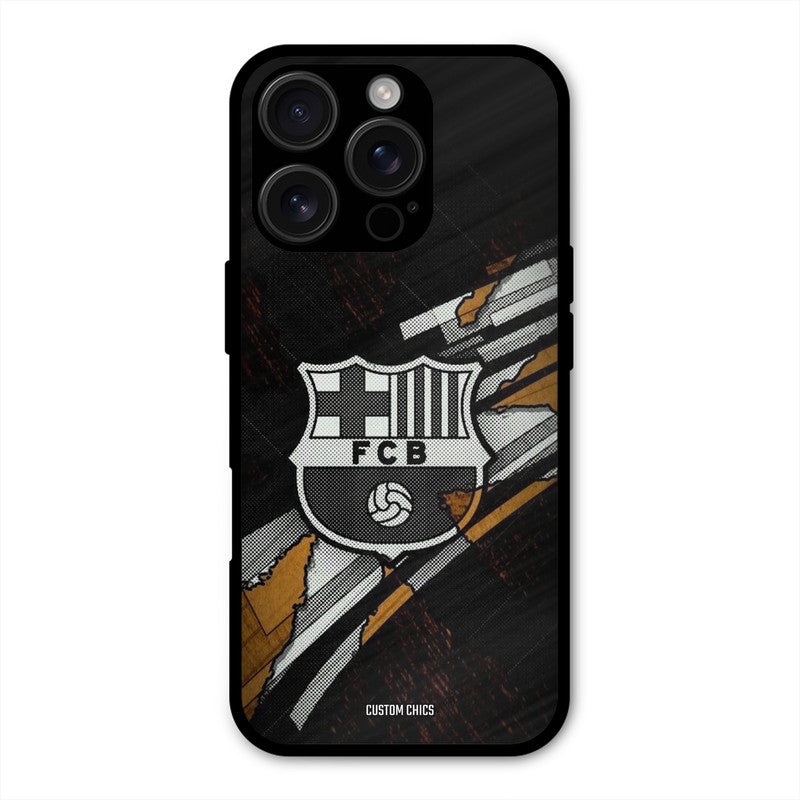 Black FCB Logo  iPhone 16 Pro Mobile Back Cover - Sports PrintShield Case