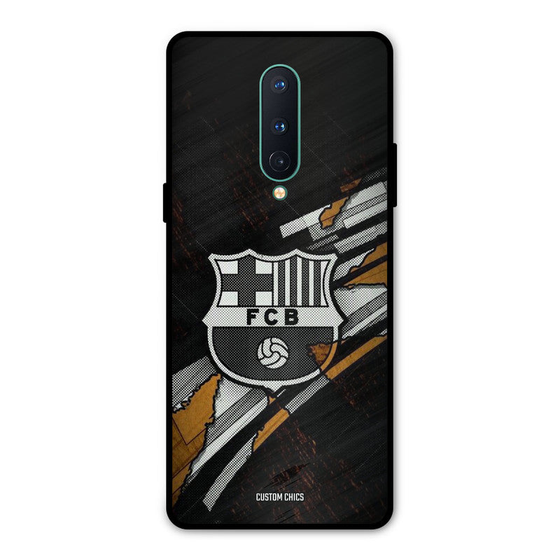 Black FCB Logo Oneplus 8 Mobile Back Cover - Sports PrintShield Case