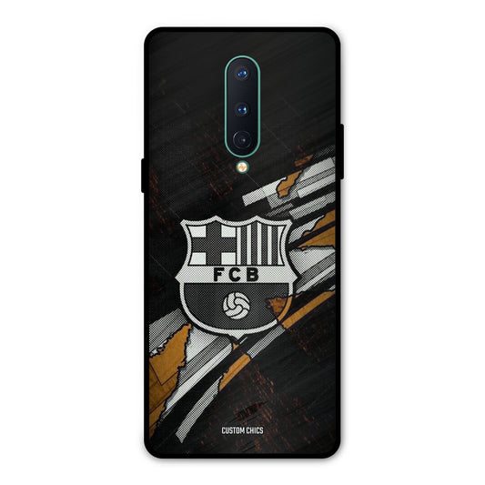 Black FCB Logo Oneplus 8 Mobile Back Cover - Sports PrintShield Case