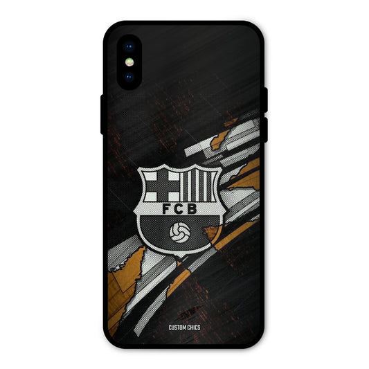 Black FCB Logo iPhone X Mobile Back Cover - Sports PrintShield Case