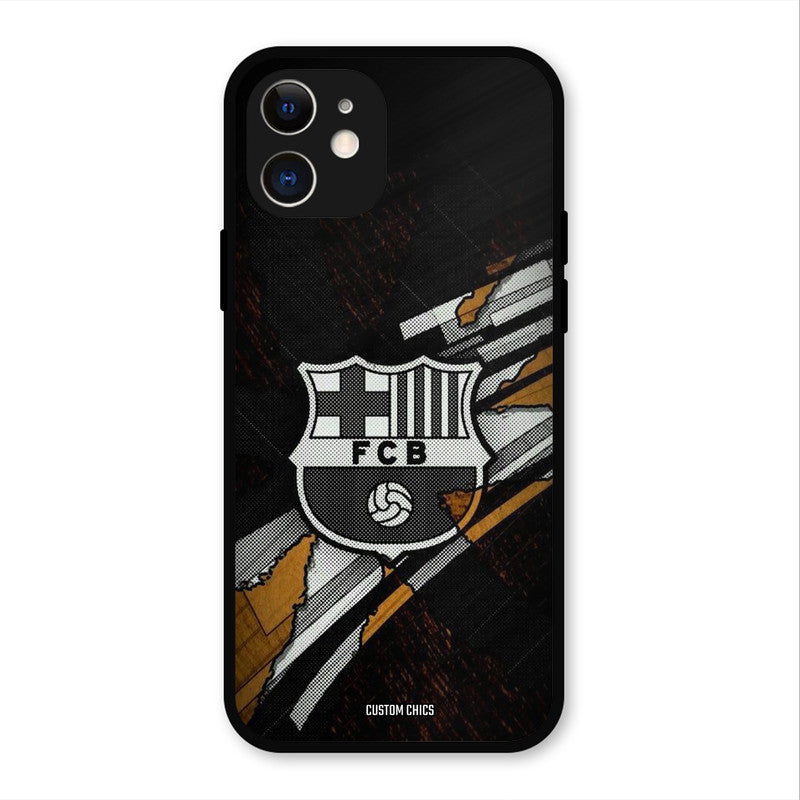 Black FCB Logo  iPhone 12 Mobile Back Cover - Sports PrintShield Case