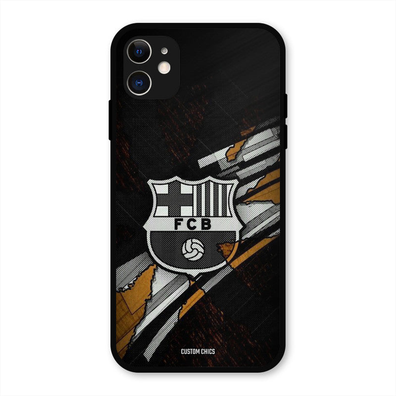 Black FCB Logo  iPhone 11 Mobile Back Cover - Sports PrintShield Case