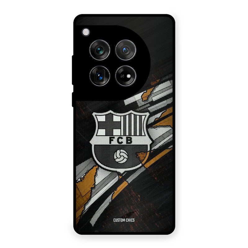 Black FCB Logo OnePlus 12 Mobile Back Cover - Sports PrintShield Case