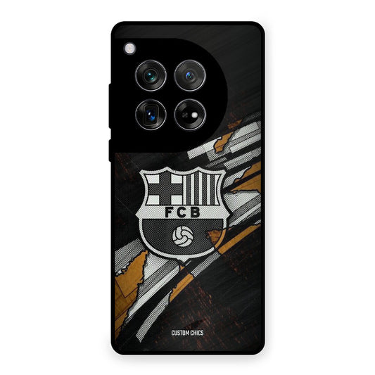 Black FCB Logo OnePlus 12 Mobile Back Cover - Sports PrintShield Case