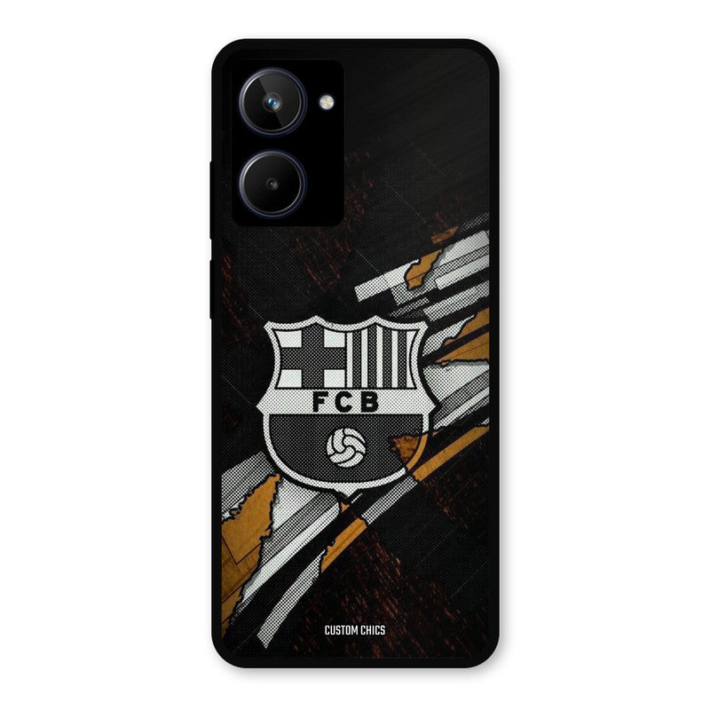 Black FCB Logo Realme 10 Mobile Back Cover - Sports PrintShield Case
