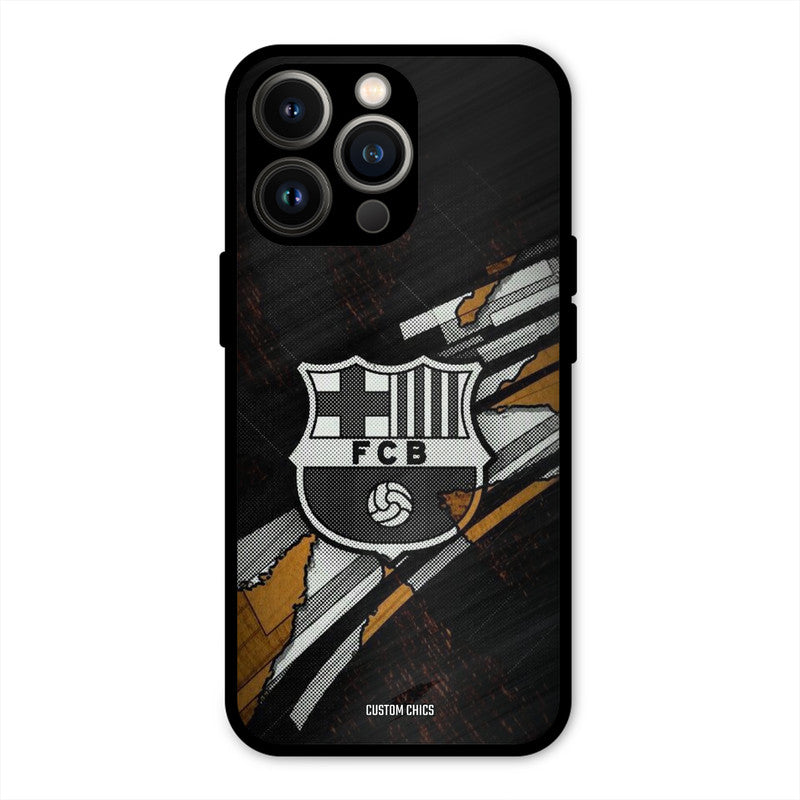 Black FCB Logo  iPhone 13 Pro Mobile Back Cover - Sports PrintShield Case