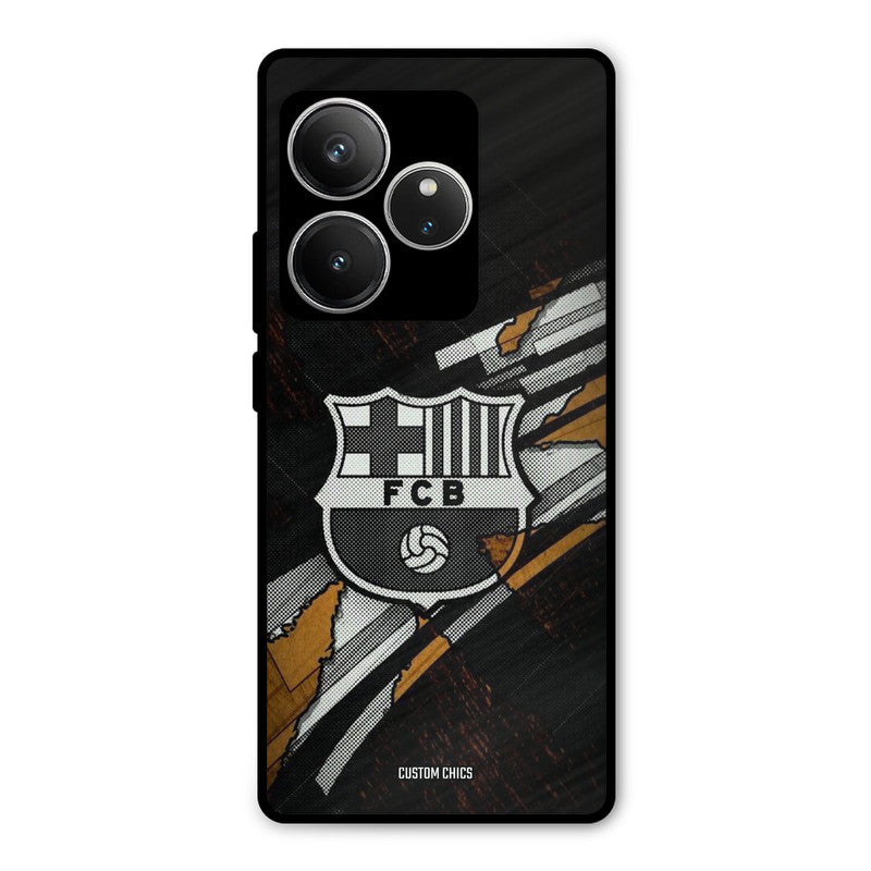 Black FCB Logo Realme GT 6 Mobile Back Cover - Sports PrintShield Case
