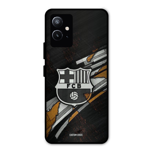 Black FCB Logo Vivo Y75 5G Mobile Back Cover - Sports PrintShield Case
