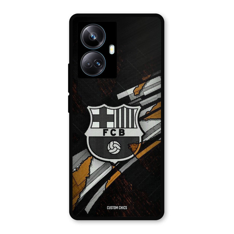 Black FCB Logo Realme 10 Pro Plus Mobile Back Cover - Sports PrintShield Case