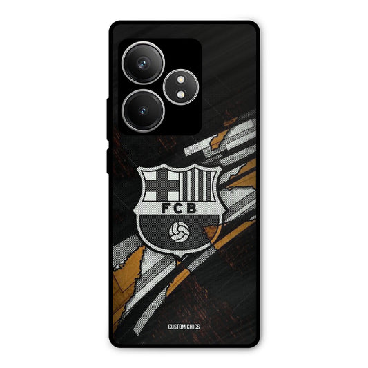 Black FCB Logo Realme GT 6T Mobile Back Cover - Sports PrintShield Case