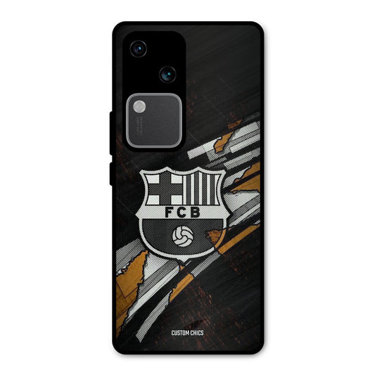 Black FCB Logo Vivo V30 Mobile Back Cover - Sports PrintShield Case