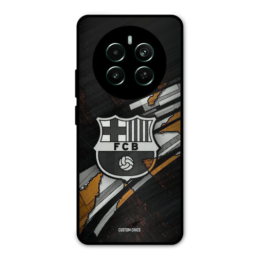 Black FCB Logo Realme 12 Plus Mobile Back Cover - Sports PrintShield Case