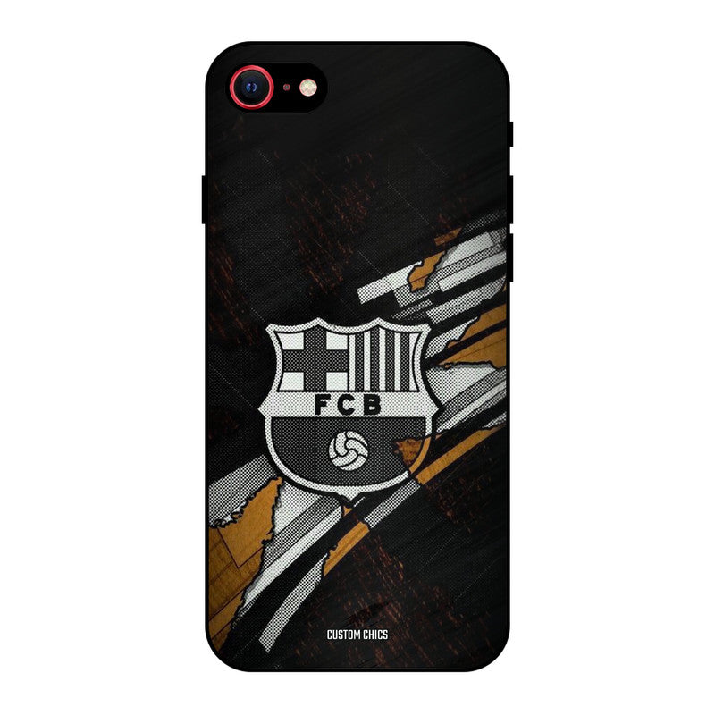 Black FCB Logo iPhone SE 2020 Mobile Back Cover - Sports PrintShield Case