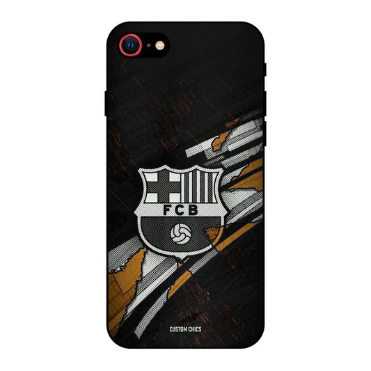 Black FCB Logo iPhone SE 2020 Mobile Back Cover - Sports PrintShield Case