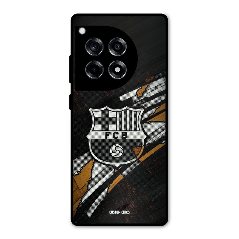 Black FCB Logo OnePlus 12R Mobile Back Cover - Sports PrintShield Case