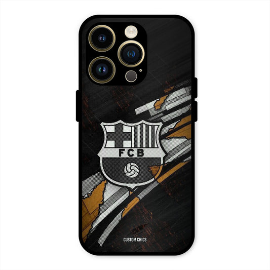 Black FCB Logo  iPhone 14 Pro Mobile Back Cover - Sports PrintShield Case