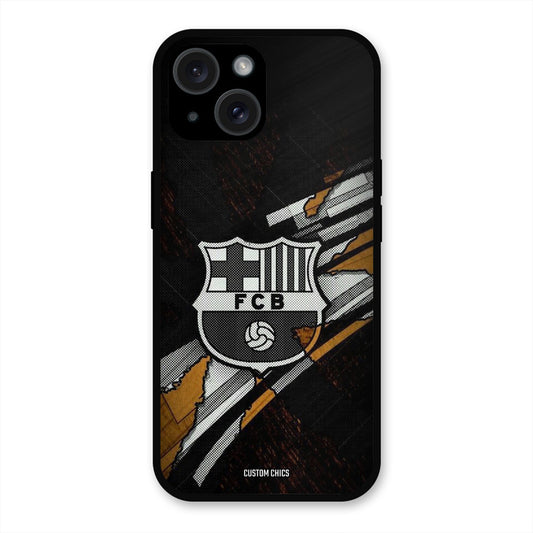 Black FCB Logo  iPhone 15 Plus Mobile Back Cover - Sports PrintShield Case