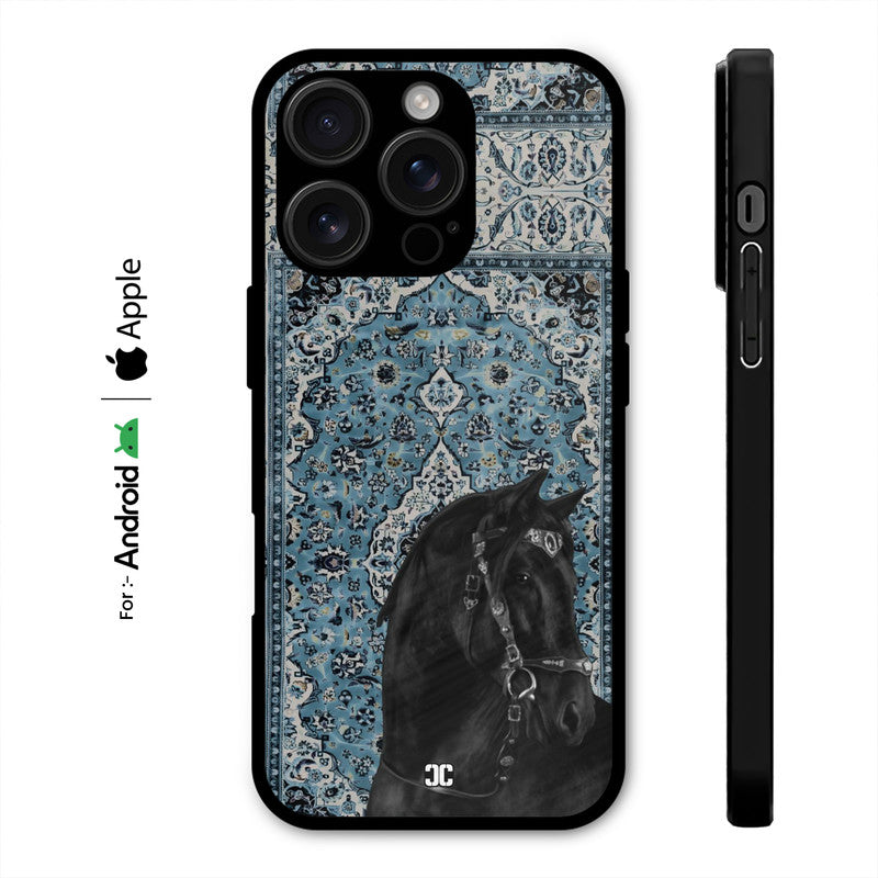 Black Horse Pashmina Case – Premium PrintShield Mobile Cover