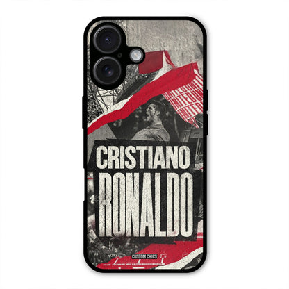 Black Paper Art Ronaldo  iPhone 16 Mobile Back Cover - Sports PrintShield Case