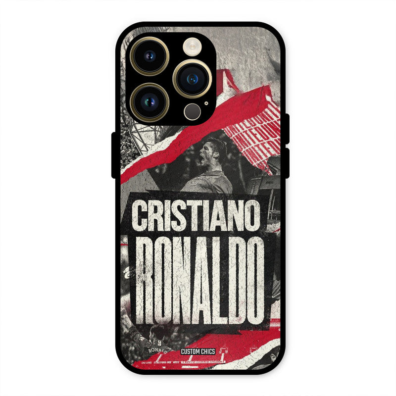Black Paper Art Ronaldo  iPhone 14 Pro Mobile Back Cover - Sports PrintShield Case
