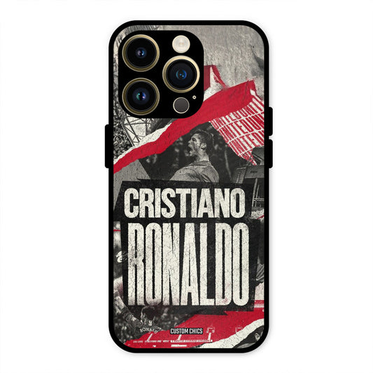 Black Paper Art Ronaldo  iPhone 14 Pro Mobile Back Cover - Sports PrintShield Case