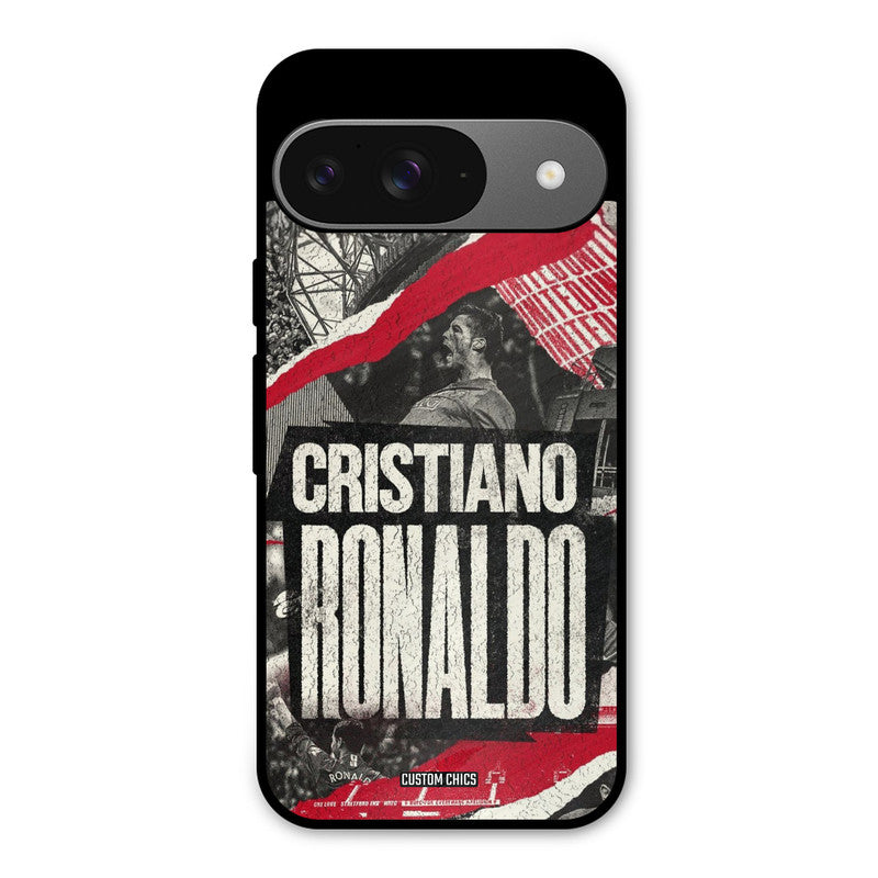 Black Paper Art Ronaldo Google Pixel 9 Mobile Back Cover - Sports PrintShield Case
