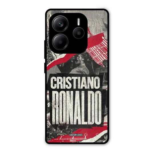 Black Paper Art Ronaldo Redmi Note 14 Mobile Back Cover - Sports PrintShield Case