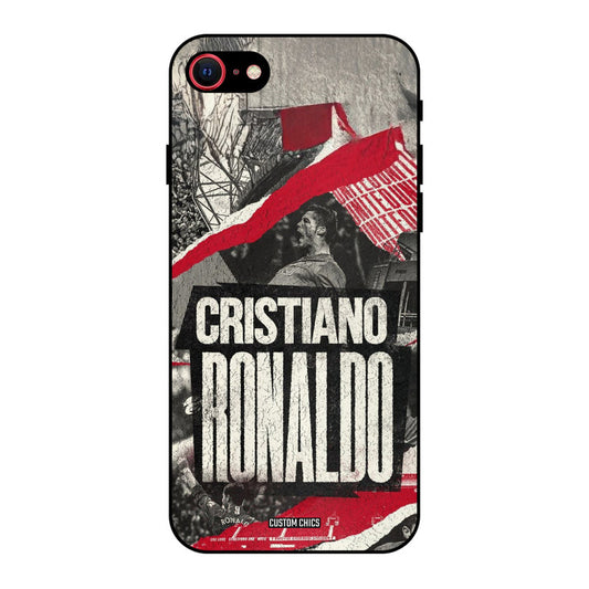 Black Paper Art Ronaldo iPhone SE 2020 Mobile Back Cover - Sports PrintShield Case