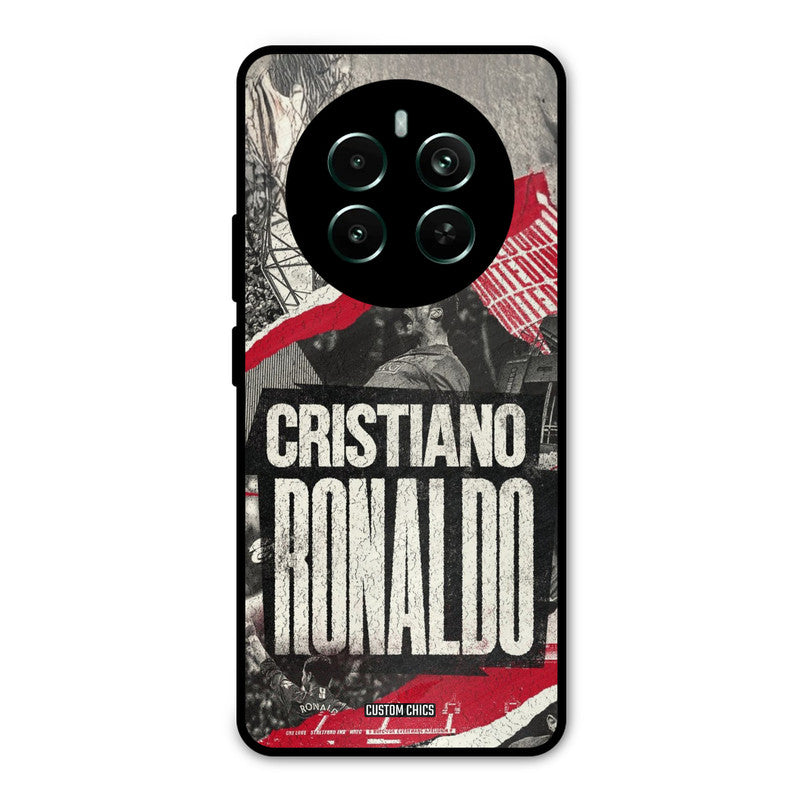 Black Paper Art Ronaldo Realme 12 Plus Mobile Back Cover - Sports PrintShield Case