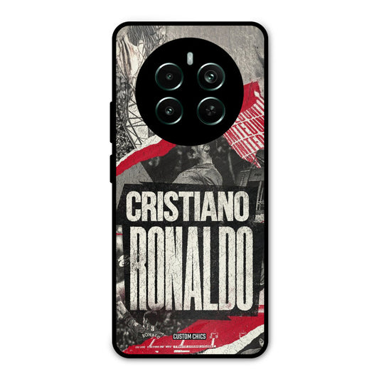 Black Paper Art Ronaldo Realme 12 Plus Mobile Back Cover - Sports PrintShield Case