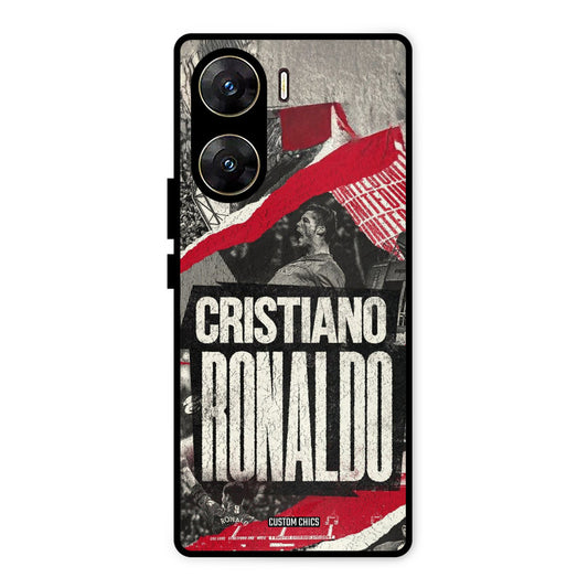 Black Paper Art Ronaldo Vivo V29e Mobile Back Cover - Sports PrintShield Case