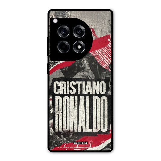 Black Paper Art Ronaldo OnePlus 12R Mobile Back Cover - Sports PrintShield Case