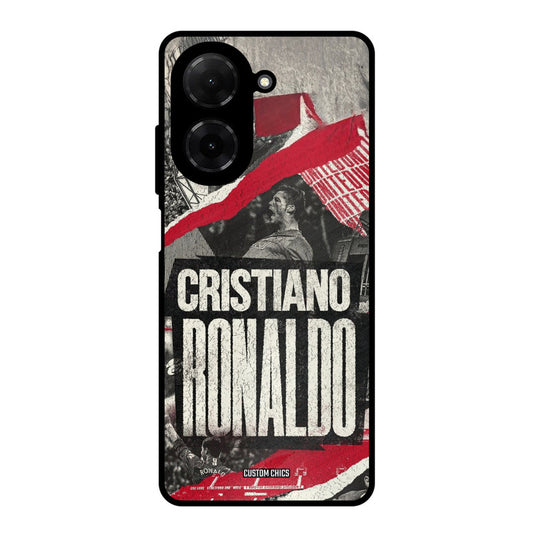 Black Paper Art Ronaldo Poco C71 Mobile Back Cover - Sports PrintShield Case