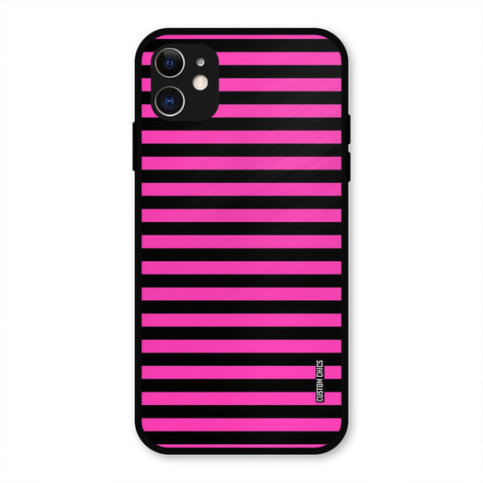 Black Pink Stripes IPhone 11 Mobile Back Cover - Aesthetic PrintShield Case