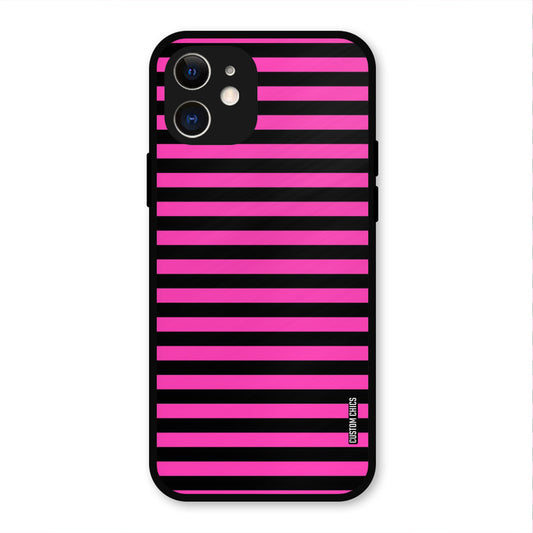 Black Pink Stripes IPhone 12 Mobile Back Cover - Aesthetic PrintShield Case