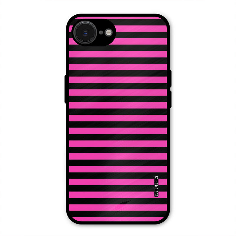 Black Pink Stripes iPhone 16e Mobile Back Cover - Aesthetic PrintShield Case