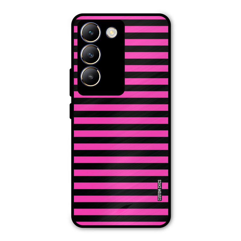Black Pink Stripes Vivo Y200e Mobile Back Cover - Aesthetic PrintShield Case