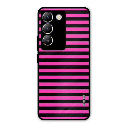 Black Pink Stripes Vivo Y200e Mobile Back Cover - Aesthetic PrintShield Case