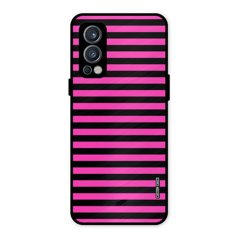 Black Pink Stripes OnePlus Nord 2 5G Mobile Back Cover - Aesthetic PrintShield Case