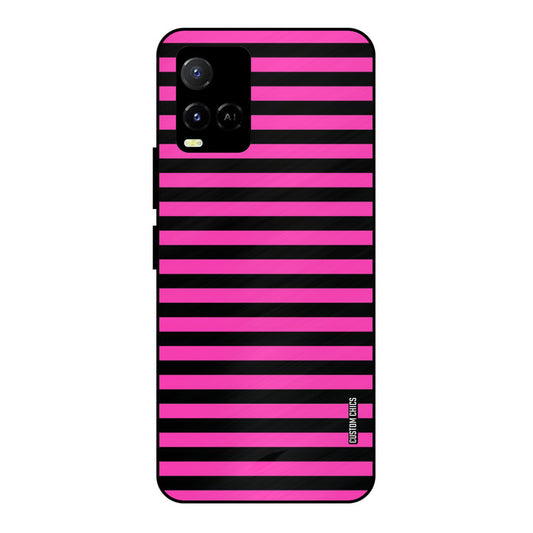 Black Pink Stripes Vivo Y33s Mobile Back Cover - Aesthetic PrintShield Case