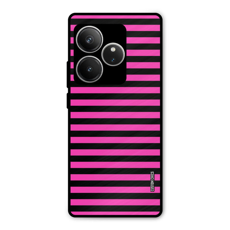 Black Pink Stripes Realme GT 6 Mobile Back Cover - Aesthetic PrintShield Case