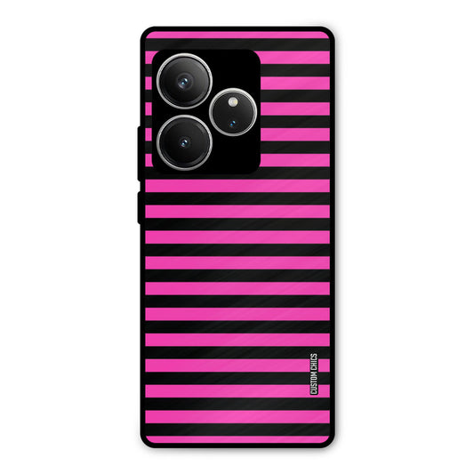 Black Pink Stripes Realme GT 6 Mobile Back Cover - Aesthetic PrintShield Case