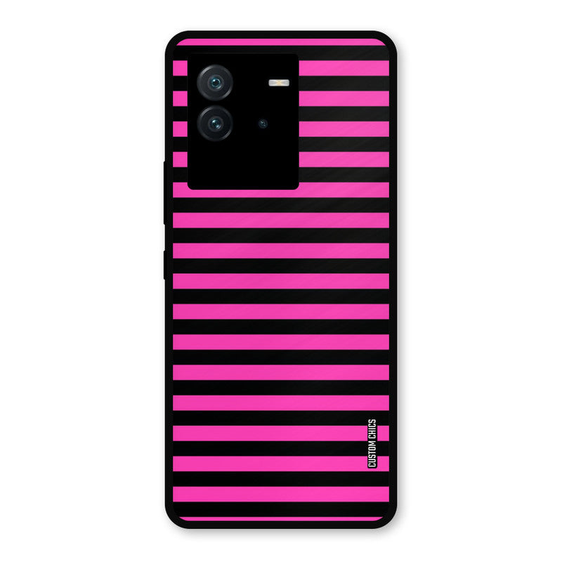 Black Pink Stripes iQoo Neo 6 Mobile Back Cover - Aesthetic PrintShield Case