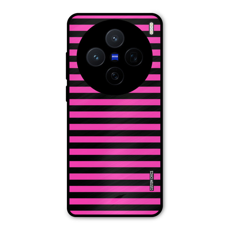 Black Pink Stripes Vivo X200 Mobile Back Cover - Aesthetic PrintShield Case