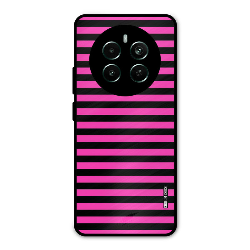Black Pink Stripes Realme 12 Plus Mobile Back Cover - Aesthetic PrintShield Case