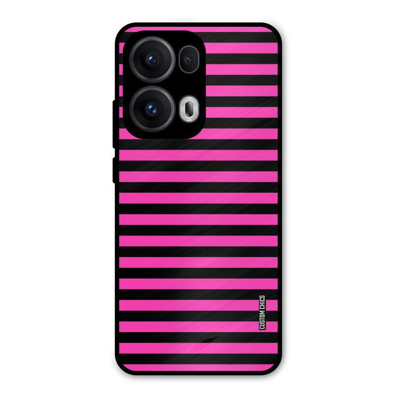 Black Pink Stripes Oppo Reno 13 Pro 5G Mobile Back Cover - Aesthetic PrintShield Case