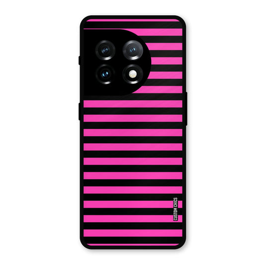 Black Pink Stripes OnePlus 11 Mobile Back Cover - Aesthetic PrintShield Case